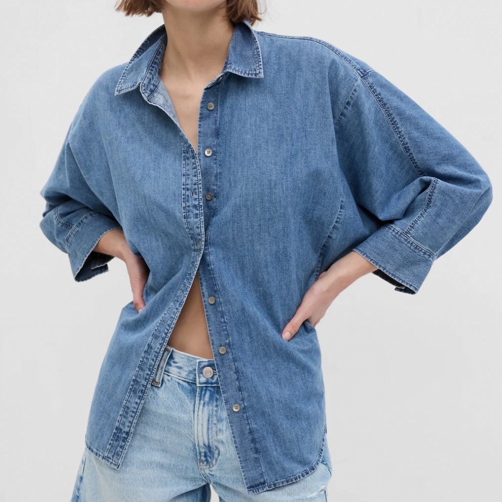 GAP Oversized Denim Shirt 100% Organic Cotton Denim